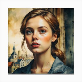 Girl In A City 1 Canvas Print