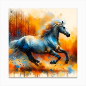 Portrait Of A Horse In Playful Mood 1 Drip Painting Style Canvas Print