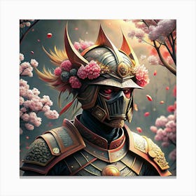 Samurai Warrior With Cherry Blossom Crown Canvas Print