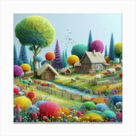 Colorful Yarn Landscape Canvas Print