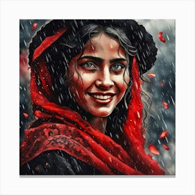 Afghan Girl In The Rain Canvas Print