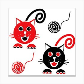 Cat Little Ball Animal Canvas Print