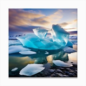 Icebergs At Sunset 13 Canvas Print