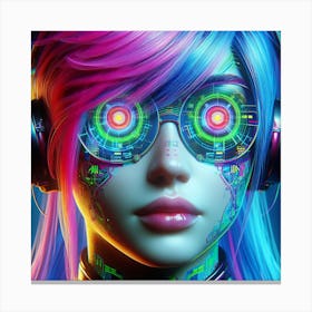 Futuristic Girl With Headphones Canvas Print