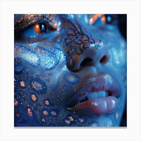 Woman With A Blue Face Paint Canvas Print