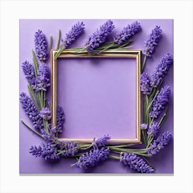 Lavender Frame On Purple Background 6 Canvas Print