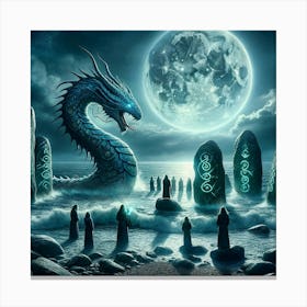 Moonlit Covenant: The Serpent's Embrace. Canvas Print