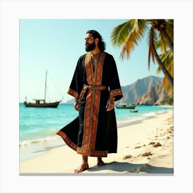 Islamic Man On The Beach 7 Canvas Print