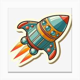 Rocket Ship Sticker Canvas Print