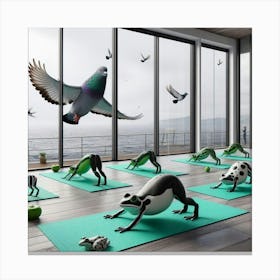 Yoga With Frogs Canvas Print