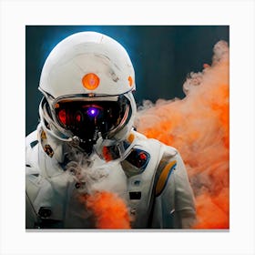 Astronaut Orange Smoke Canvas Print