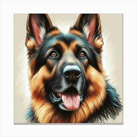 German Shepherd Dog drawn in crayon Canvas Print