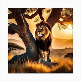 Lion In The Sunset 1 Canvas Print