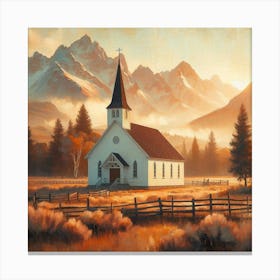 Sunday Morning In The Valley Church Canvas Print