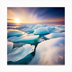 Icebergs In The Sea Canvas Print