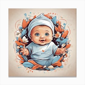 Baby Boy With Flowers Canvas Print