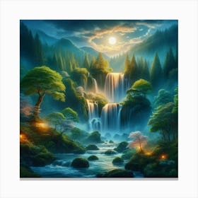 Waterfall In The Forest 54 Canvas Print