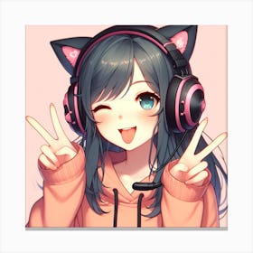 Anime Girl With Headphones Canvas Print