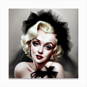 Marilyn Monroe Dark Bridal Veil Canvas Print