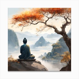 Buddha Painting Landscape (4) Canvas Print