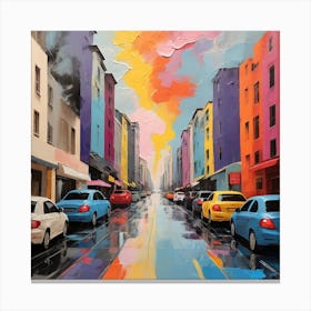 Colorful City Street Canvas Print