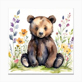 Bear and flowers  Canvas Print