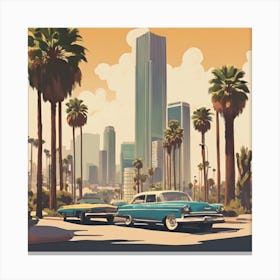 Vintage Cars In Los Angeles Canvas Print