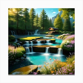 Waterfall In The Forest Canvas Print