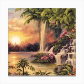 Waterfall In The Jungle Canvas Print