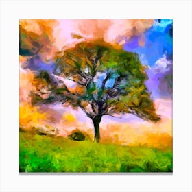 Tree Modern Painting Square Canvas Print