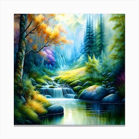 Waterfall In The Forest 7 Canvas Print