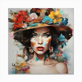 Woman In A Flower Hat Canvas Print