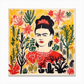 Frida Kahlo in Cactus Garden Canvas Print