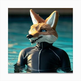 Fox In The Pool 1 Canvas Print