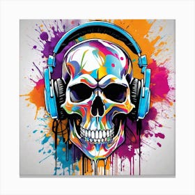 Skull With Headphones 20 Canvas Print