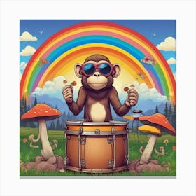 Monkey Playing Drums Canvas Print