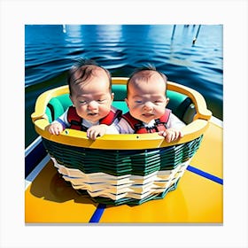 Sweet babies in the basket  Canvas Print