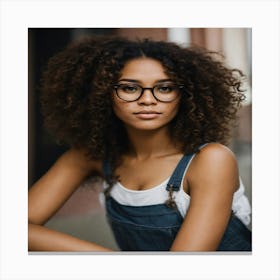 Afro Girl With Glasses Canvas Print