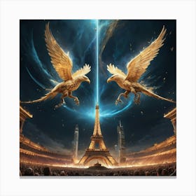 Eagles In Flight paintings art print Canvas Print