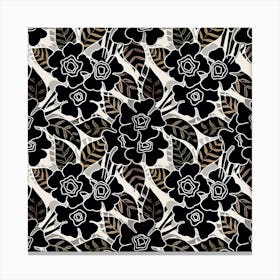 Black And White Floral Pattern Canvas Print