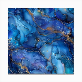 Abstract Blue And Gold Abstract Painting 3 Canvas Print