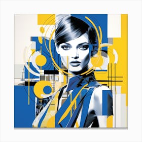 Woman In Blue And Yellow Canvas Print