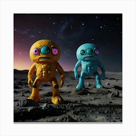 Colorful Alien Creatures On The Moon 1 Canvas Print