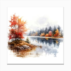 Autumn Trees By The Lake Canvas Print