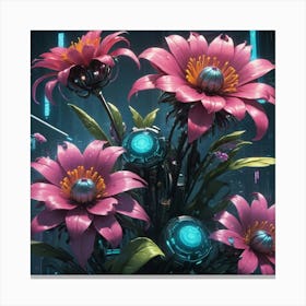 Flowers Cyberpunk Painting Canvas Print