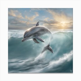 Dolphins In The Ocean Canvas Print