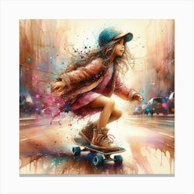 Skateboarder Girl Canvas Print