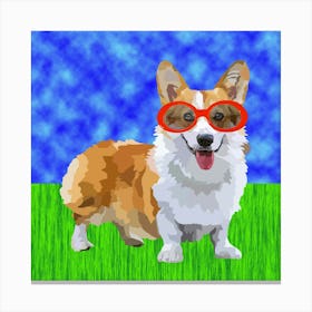 Corgi In Glasses Canvas Print