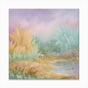 Pond With Ducks Canvas Print