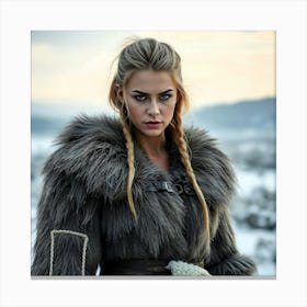 Viking Woman Portrait Canvas Print